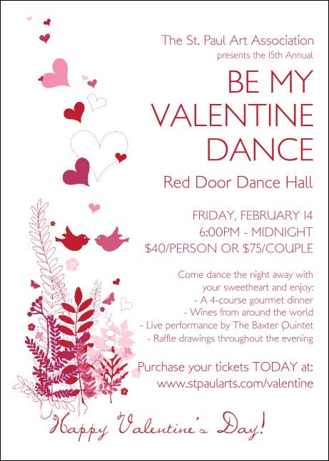 Valentine Love Birds Club Flyer Product Front