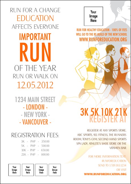 Run for a Cause Orange Club Flyer Product Front