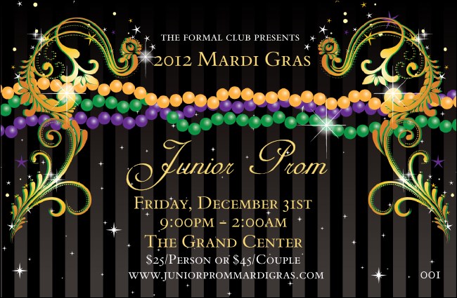 Mardi Gras Beads Drink Ticket Product Front