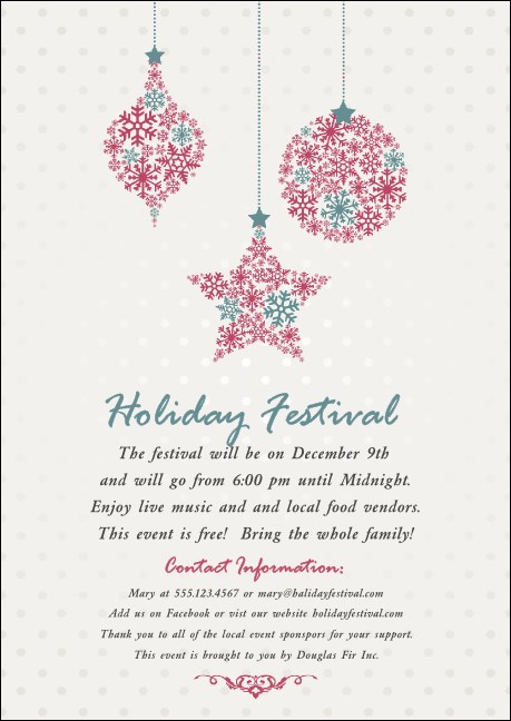 Snowflake Ornament Club Flyer Product Front
