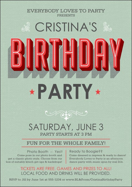 Birthday Party Green Club Flyer Product Front