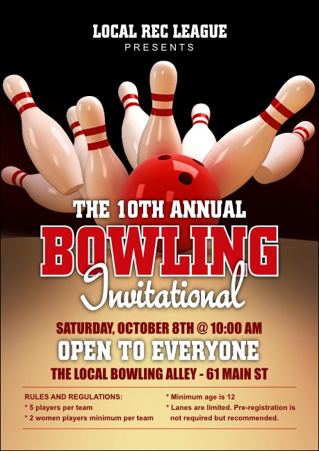 Bowling League Club Flyer Product Front