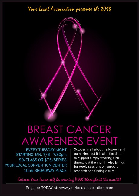 Breast Cancer Ribbon Sparkle Club Flyer Product Front