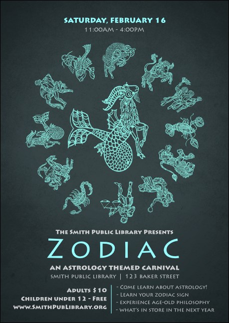 Zodiac Club Flyer Product Front